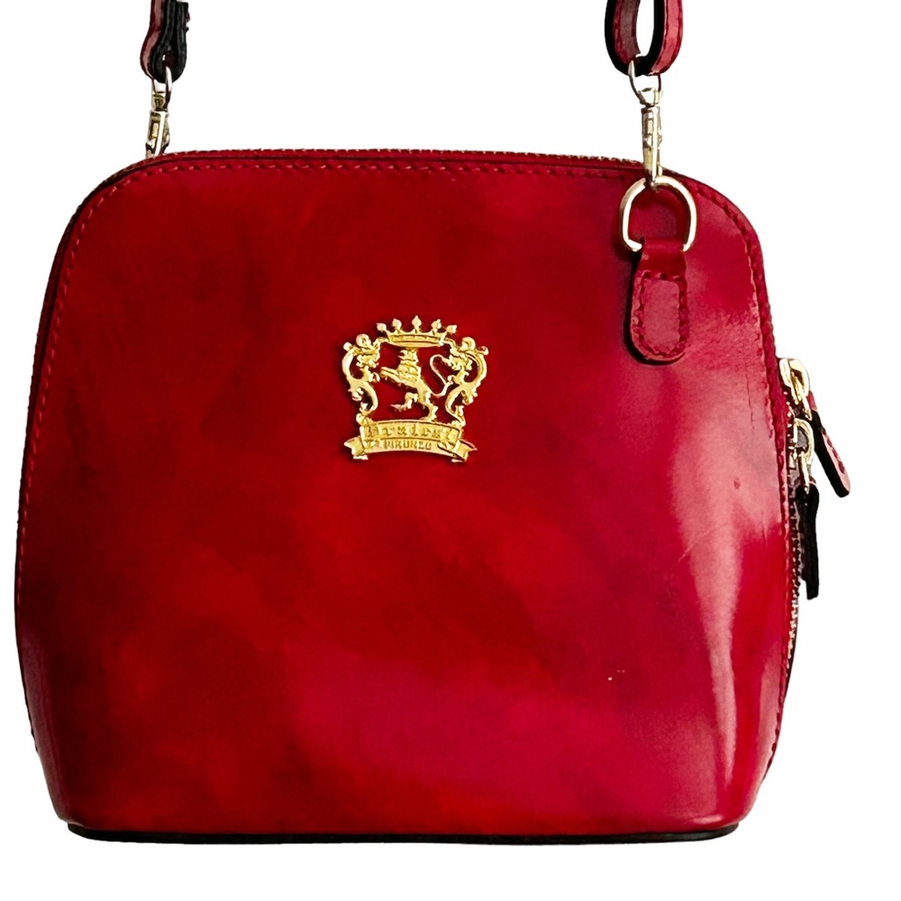 Stunning Pratesi Firenze Italian Cherry Red Leather Crossbody Bag